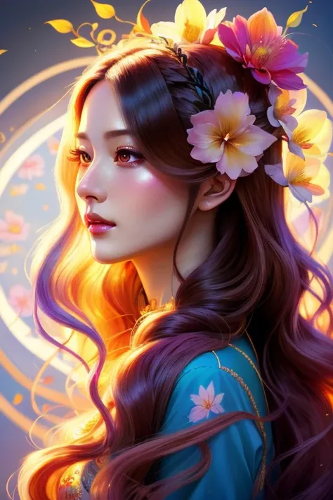 a painting of a woman with long hair and a flower in her hair, beautiful art uhd 4 k, a beautiful artwork illustration, beautiful digital illustration, beautiful gorgeous digital art, beautiful digital art, beautiful digital artwork, very beautiful digital...