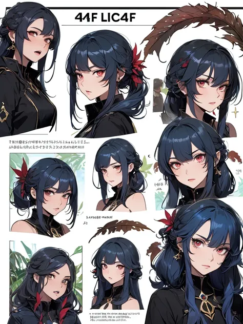 ((master-piece)),(((bestquality))),(Character design sheet, Same character..., Front, side), A Beautiful Girl,blue hair, albio, Red Eyes, long-haired, annoyed, Front leaf only, Separate from each other..., fins, balance, jewelry, sharpt teeth, shouting, sp...