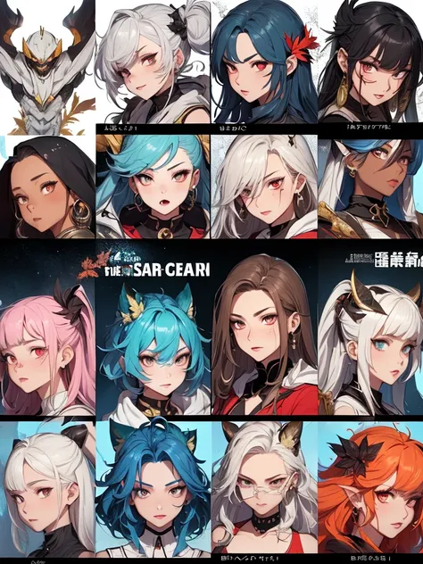 ((master-piece)),(((bestquality))),(Character design sheet, Same character..., Front, side), A Beautiful Girl,blue hair, albio, Red Eyes, long-haired, annoyed, Front leaf only, Separate from each other..., fins, balance, jewelry, sharpt teeth, shouting, sp...