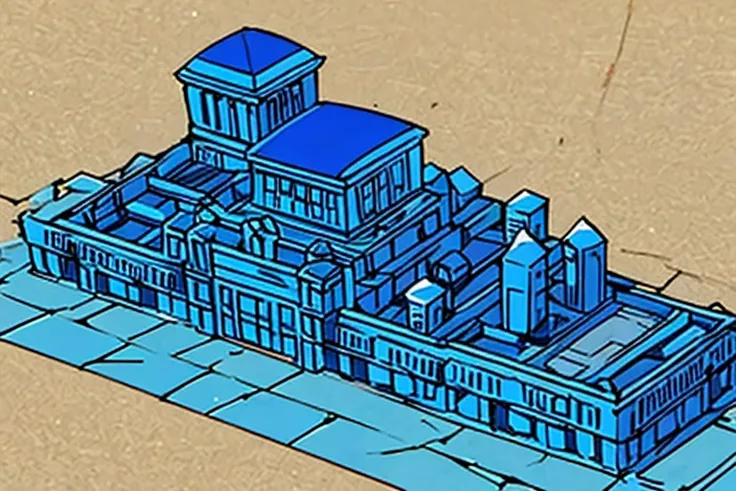 (masterpiece), (ancient egyptian city made of blue stone), (blue stone bricks), massive, buildings, city, everything is blue