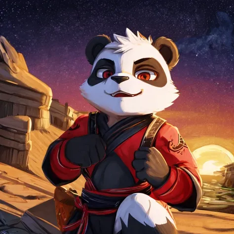 a panda，Detailed character details，Martial artist，Punch your fist