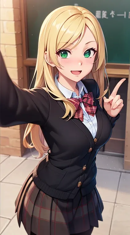 ((masutepiece, Best Quality, hight resolution, nffsw, Perfect Pixel, depth of fields, 4K, nffsw, nffsw))), 1girl in, Single, Solo, Beautiful anime girl, Beautiful Art Style, Anime Character, ((Long hair, Parted bangs, Blonde hair)), (Green eyes:1.4, rounde...