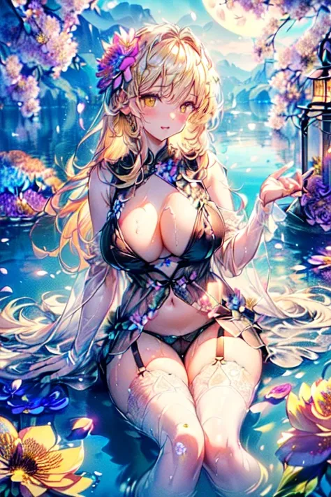 ((Finest quality)),(超A high resolution),(Ultra-detailed細),(Meticulous portrayal),((the most picturesque works of art),Ultra-Precision Art,The art of astounding depiction,Fantasyart:1.5, ((((Beautiful flowers々:1.5))), ((Body eroded by flowers:1.3)),(Glamoro...