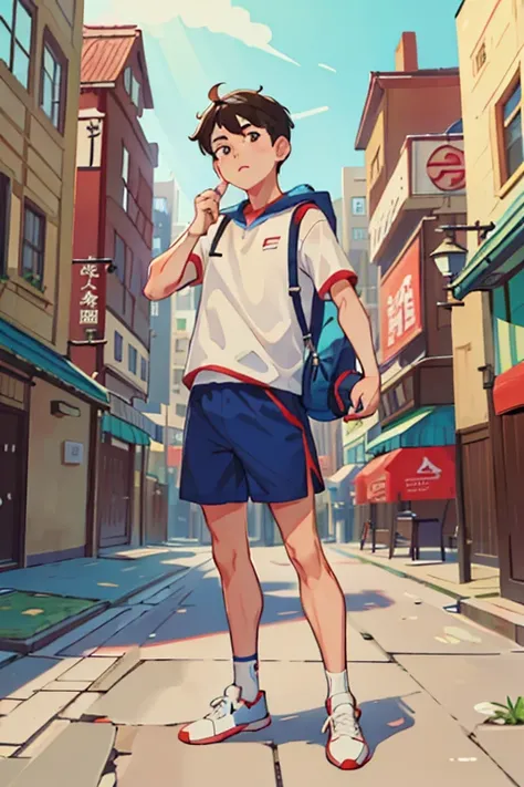 Best quality at best, 超高分辨率, a city dweller in sportswear，Homem de meia idade，Stand up，looking to the camera，Face the lenull bodyesbian，Expose your feet，frontage，2d，No scenes，without background