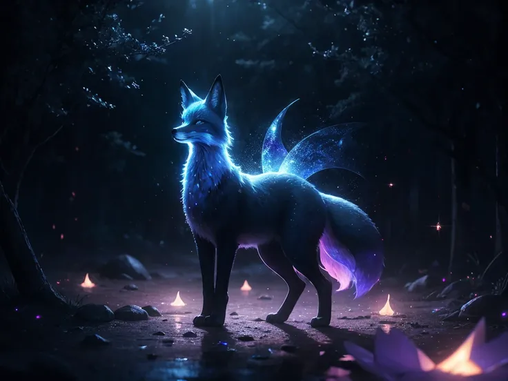 (absurderes:1.2), exquisitely crafted fox, night aura, Ethereal, occult, Surreal art, shimmer, Approaching perfection, Ultra High Quality, Bokeh, Reflective materials, shadowy, Volumetric lighting, 8K resolution, Illustration