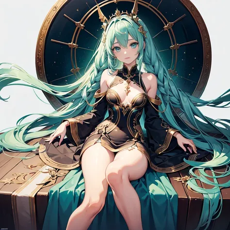 hatsuneMiku、(ultra Realistic), (An illustration), (Highres), (8K), (highlydetailed), (the best illustration), (Beautiful Detailed Eyes), (beste Quality), (Super Detailed), (Master peace), (Wallpapers), (Detailed Face), solo, 1girl, Aristocratic dresses、Whi...