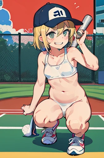 Recording Screen、（girl）、（Nudists）、Enjoy、be shy、Laughing Salesman、a navel、Baseball Cap、tennis、sneakers、knee