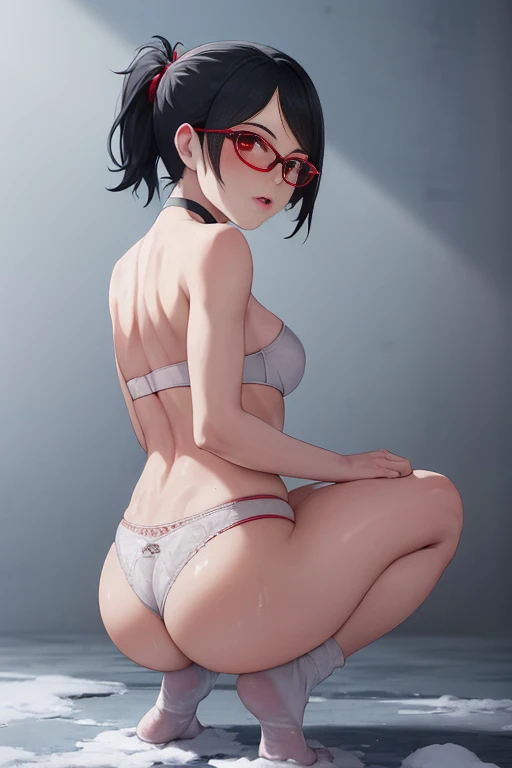 masterpiece, absurdres, 1 teenage girl, Age 15 old. Model of Calvin Klein Brand. Sarada(boruto, floating hair, shoulder length hair, hair tied in ponytail, Flower ribbon on her hair. wind. masterpiece, absurdres , (intricate details), (colorful),cinematic ...