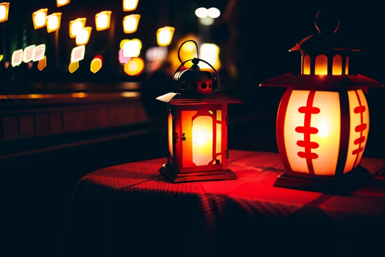 new year，red lantern，city，nightscape，text "2024"