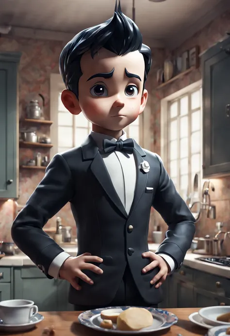 (Astro boy) as Butler, in Butler suit, kitchen, enhance, intricate, (best quality, masterpiece, Representative work, official art, Professional, unity 8k wallpaper:1.3)