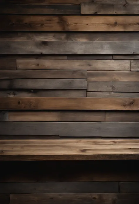 An aesthetic photo of a reclaimed wood wall, with its weathered and distressed texture, capturing the rustic and vintage charm of reclaimed wood in shades of gray, brown, and tan