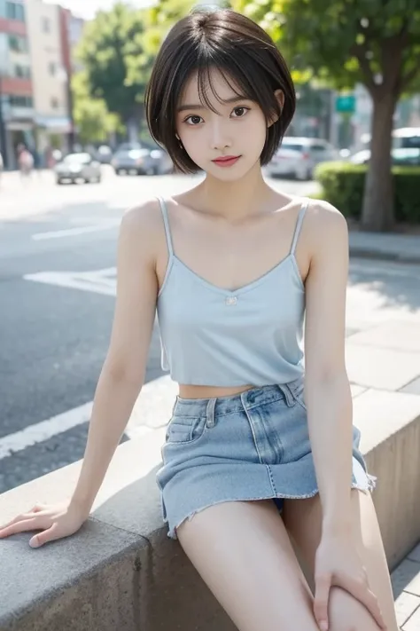 (((​masterpiece))), (One beautiful Japan girl, Pure and innocent，kawaii) ，超A high resolution, Realistic, ultra-detailliert, 8K,top-quality, Extremely detailed, A slender,very beautiful japanese girl, Detailed face:1.3), (Boyish short-haired，A dark-haired :...