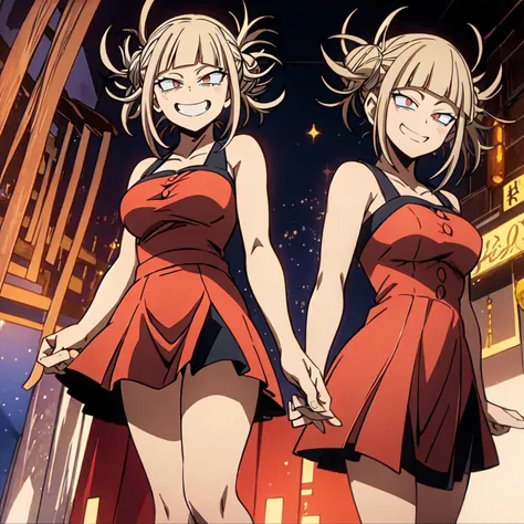 toga himiko,my hero academia,toga himiko,my hero academia,(christmas style dress),(short dress),(shoulders showing),(red dress),...