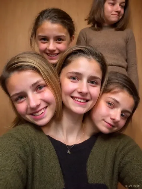 3heads, three headed girl, (13 year old girl:1.5)