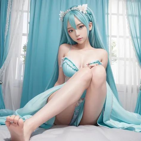 hatsune Miku、(ultra Realistic), (An illustration), (Highres), (8K), (highlydetailed), (the best illustration), (Beautiful Detailed Eyes), (beste Quality), (Super Detailed), (Master peace), (Wallpapers), (Detailed Face), solo, 1girl, Aristocratic dresses、Wh...