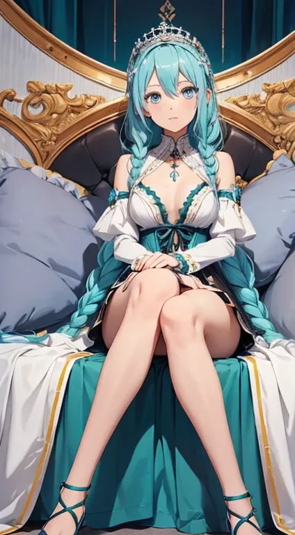 hatsune Miku、(ultra Realistic), (An illustration), (Highres), (8K), (highlydetailed), (the best illustration), (Beautiful Detailed Eyes), (beste Quality), (Super Detailed), (Master peace), (Wallpapers), (Detailed Face), solo, 1girl, Aristocratic dresses、Wh...