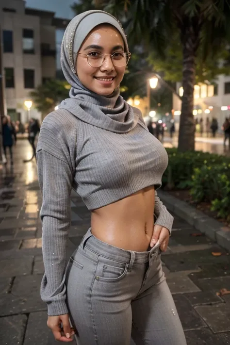 RAW, Best quality, high resolution, masterpiece: 1.3), beautiful Malay woman in hijab:0.8),Best quality, high resolution, Masterpiece: 1.3, Beautiful hijabi malay girl wearing glasses, Masterpiece, naughty smile, bright sunshine, hiking clothes, pullover, ...