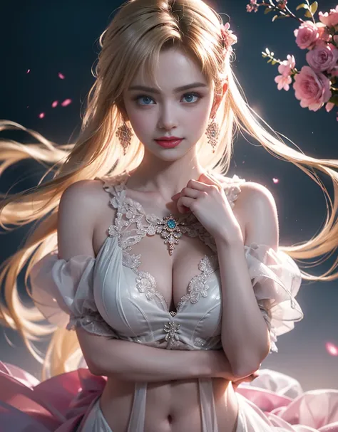 tmasterpiece，Highest image quality，super detailing，Best quality at best ,Extremely Delicately Beautiful, Very meticulous,Best quality at best, offcial art, extremely detaild的 CG unified 8k wallpapers, portrait photo of, The most beautiful look，blond hair b...