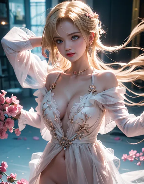 tmasterpiece，Highest image quality，super detailing，Best quality at best ,Extremely Delicately Beautiful, Very meticulous,Best quality at best, offcial art, extremely detaild的 CG unified 8k wallpapers, portrait photo of, The most beautiful look，blond hair b...