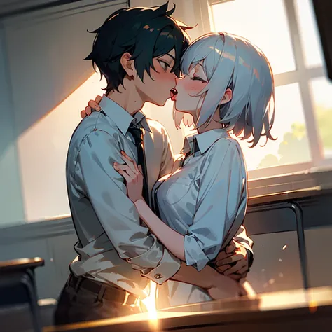 (masterpiece, best quality),
1girl, 1boy, hetero, sitting, upright straddle, (imminent kiss:1.6), (hug:1), pov,
face only,
face focus,

break, girl, 18 yo,  
short silver hair, 
beautiful detailed cutest eyes, 
eyeshadow, lips, anime girl, 
white collared ...