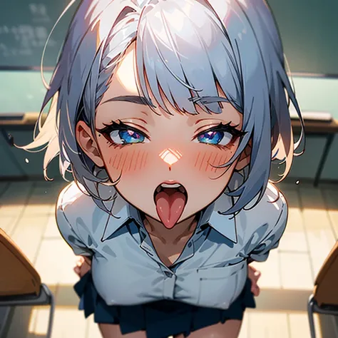 (masterpiece, best quality),
1girl, sitting, upright straddle, (imminent kiss:1.6), pov, from above,
(face only,:1.4)
extreme close up,

break, girl, 18 yo, bitch,
short silver hair, 
beautiful detailed cutest eyes, 
eyeshadow, lips, anime girl,
white coll...