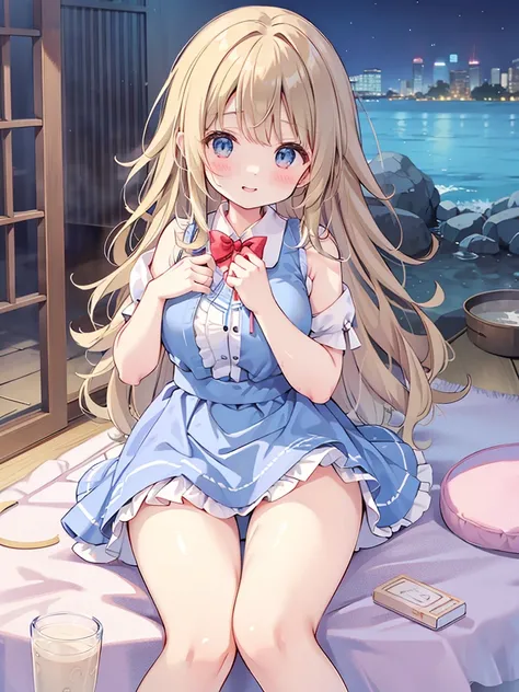 alice in the wonderland、cute little、a miniskirt、a blond、No panties、Wavy Hair、blue eyess、teens girl、12year old、Lying down、Lying down、オマンコ、Wet、Sigh、、s ass、s assを画面に向けて、with spreading legs、Spread by hand、Happy、A smile、Apron Dresses、a miniskirt、NSFW、、shairband...