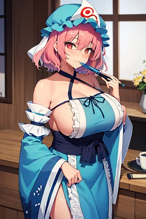 saigyouji_yuyuko, gigantic breast,