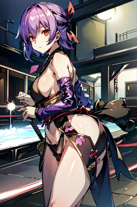 (masutepiece, Best Quality:1.3)
Ayane Doa, 1girl in, Solo, breasts, Short hair, large breasts, thighs thighs thighs thighs, Bare shoulders, arma, Sword, head band,Fighting Arena,hypnoLora,
empty eyes