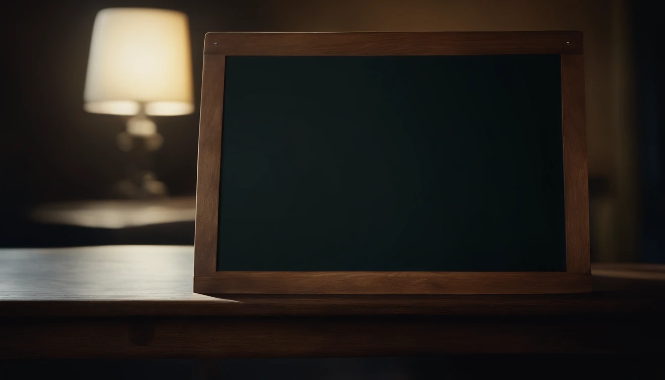 a close-up shot of an empty blackboard, highlighting the smoothness and richness of the black surface with soft lighting that enhances its texture