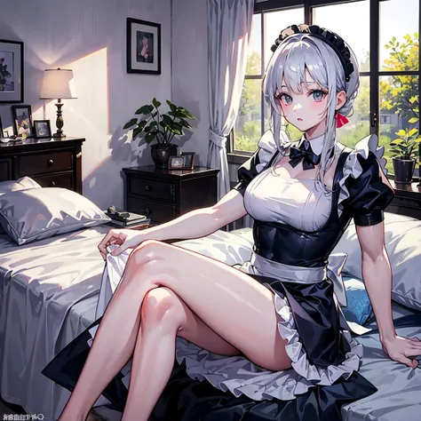 （（（​masterpiece、Top image quality、top-quality、highly detailed unity 8ｋwall-paper）））、（girl with、Illustration of one person）、（（（Muscular and strong body、Split abs、muscular and thick arms、muscular and thick legs）））、（（maid clothes））、Morning bedroom