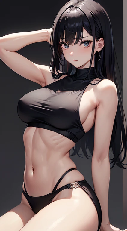 ((Best Quality, 8k, Masterpiece: 1.3)), Full Body, Focus Clear: 1.2, Outstanding Style: 1.4, Slender Abs: 1.2, ((Black Hair, Big: 1.2)), Black Tank Top, Highly Detailed Face and Skin Texture, Detailed Eyes, Double Eyelids