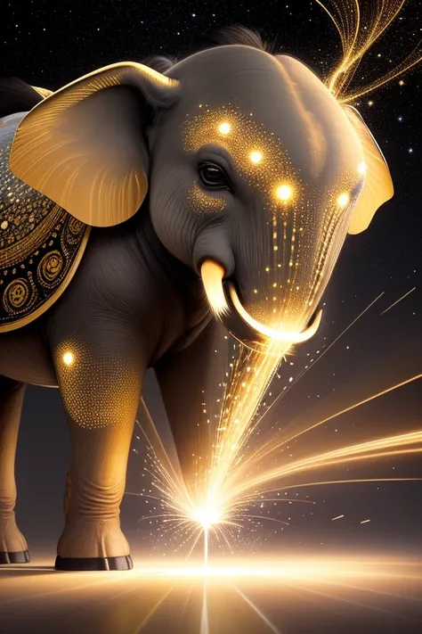 Elefante dourado , Chackras, universo, cosmo , matriz, espiritualidade, luz, superior self-connection, Cores muito brilhantes, light particles, com luz suave,Arte do papel de parede, cores suaves , Papel de parede UHD