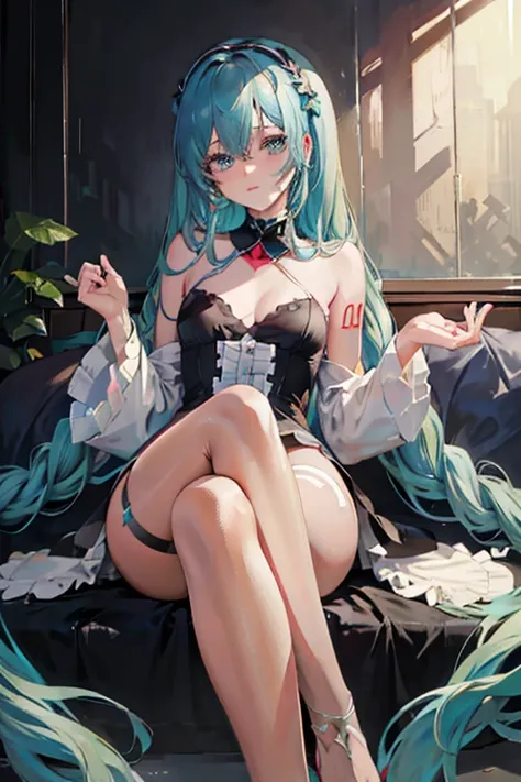 hatsune Miku、(ultra Realistic), (An illustration), (Highres), (8K), (highlydetailed), (the best illustration), (Beautiful Detailed Eyes), (beste Quality), (Super Detailed), (Master peace), (Wallpapers), (Detailed Face), solo, 1girl, Aristocratic dresses、Wh...