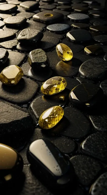 Yellow and black stones with texture phone wallpaper, realistic photograph, high quality, 8k quality