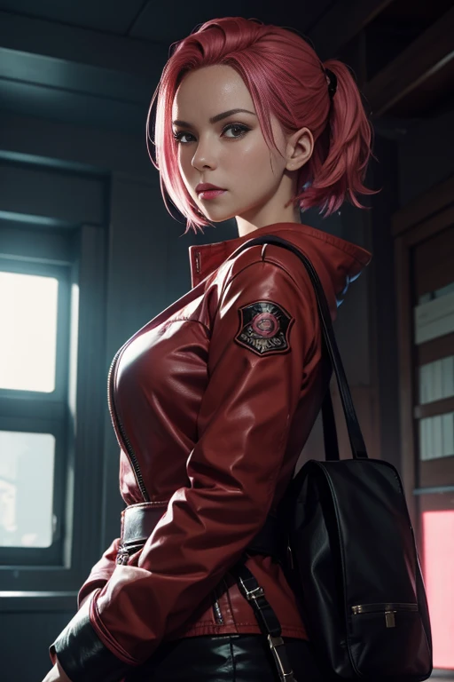 Sakura haruno, seductive, ((forehead to show)), attractive, sexy eyes, red coat, pink hair, delicate, young, short hair, detailed face, high definition, full body, from League of Legends, trend in artstation, by rhads, andreas rocha, rossdraws, makoto shin...