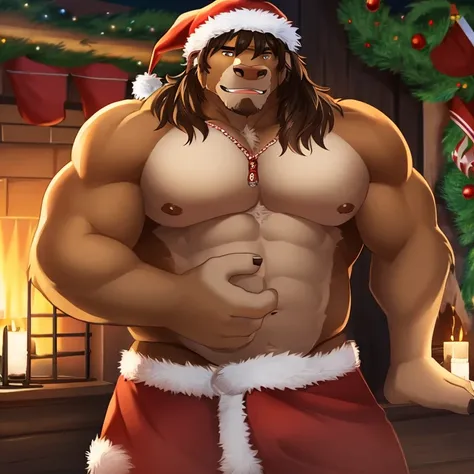 tauren，Burly，laughingly，santa，Detailed character details