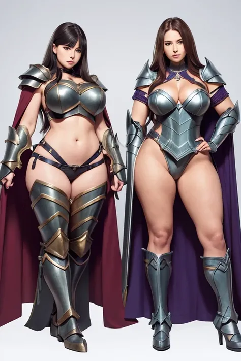 some british womens, curvy, perfect face, detailed face, using armor, queens blade, soft lesbians, full body