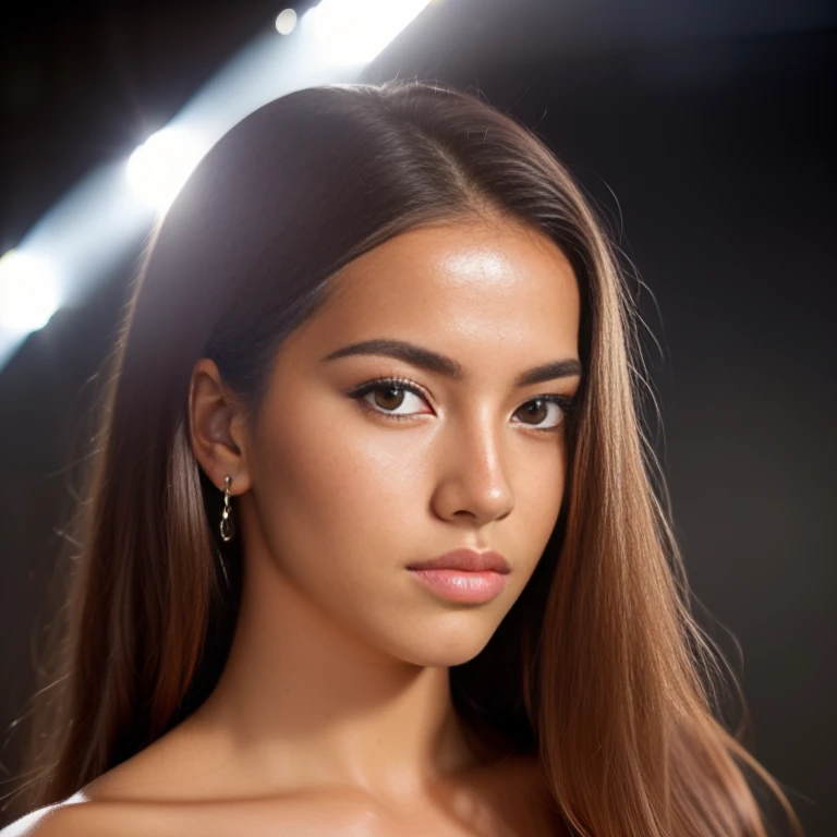 portrait photo of a ((unbelievably stunning)) sks woman with (shiny brown hair),epic (photo, studio lighting, hard light, sony a...