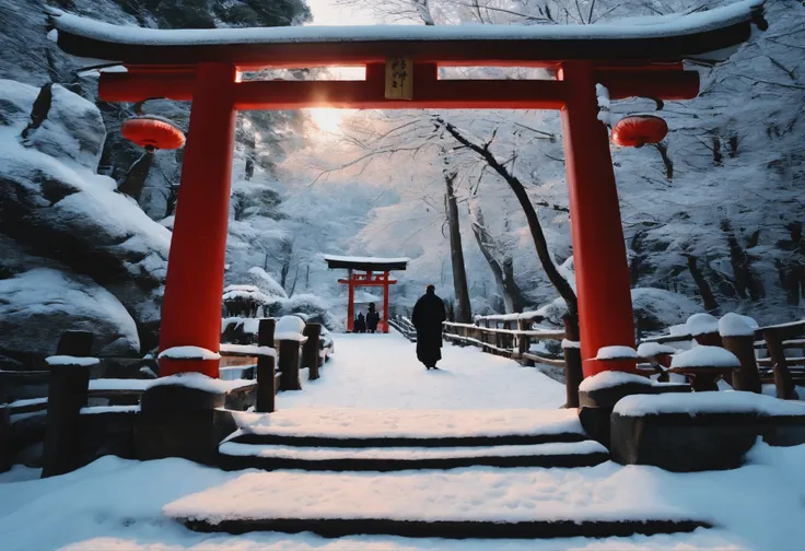 first Japanese shrine visit of New Year, (crowded shrine) , Winter dawn, person in winter clothes