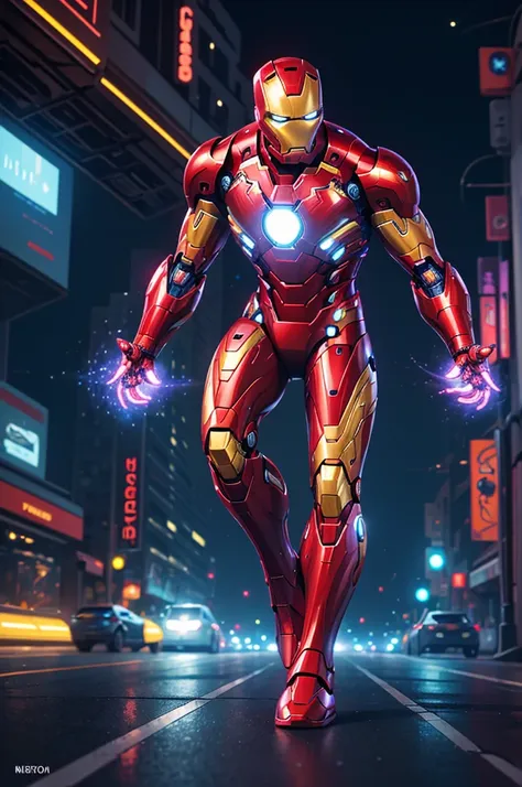 (high resolution:1.2), ultra-detailed, iron-man style robot from the future, vivid colors, advanced technology, mechanical desig...