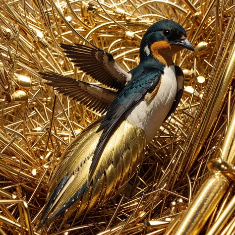 swallow　Open luck　golden colored