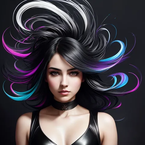 Colorful beautiful girl: a persian girl 28-years old, messy hair, oil painting, nice perfect face with soft skinice perfect face, blue yellow colors, light purple and violet additions, light red additions, intricate detail, splash screen, 8k resolution, ma...