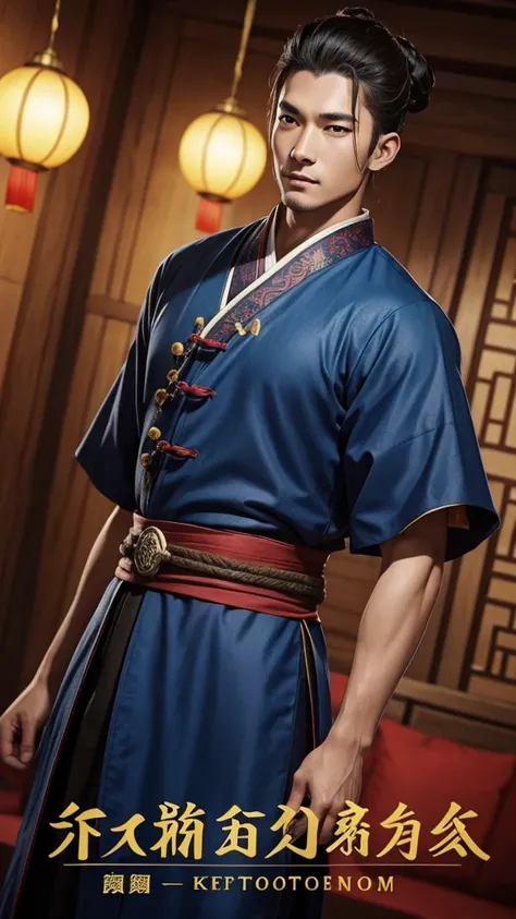 oriental、man in ancient chinese clothes、ancient chinese hairstyle man、three kingdom、multiple warlords、top-quality、​masterpiece、超A high resolution、(Photorealsitic:1.4)、Game Posters、Inside the building、