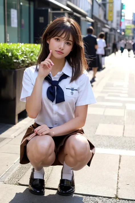 in 8K,top-quality,Real Image,intricate detailes,超A high resolution,Depth Field,masuter piece,natural soft light,profetional lighting,1 girl in,(cute little:1.2),an extremely beautiful 17-year-old girl,A detailed eye,((Brown-eyed)),(Brown hair),(short-haire...