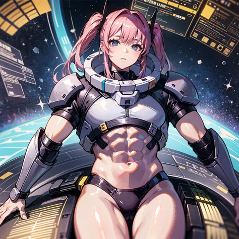 （（（​masterpiece、Top image quality、top-quality、highly detailed unity 8ｋwall-paper）））、（（Illustration of one adult））、（（25-years old））、（pilot）、（（（Beautiful girl with a beautiful face、The body is a man）））、（（（Twintails with pink hair）））、Light gray eyes、（（Tall））、...