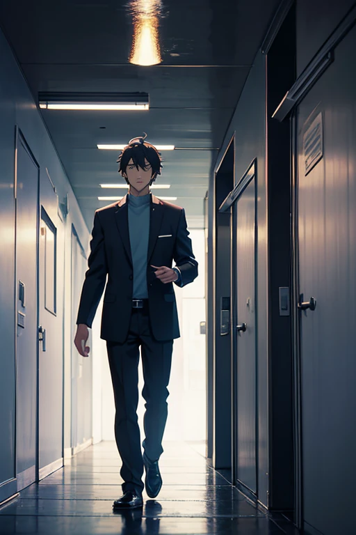 Anime scene of a man and a woman in a dark corridor, TV animation stills, Screenshot of the 2012 animation, mirai, anime opening, Today’s recommended anime is still, animation stills, anime movie screenshot, in dim corridor, anime screenshot, In claustroph...