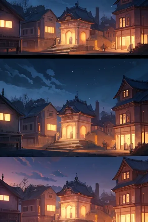 通往大楼的石stairways夜景, Mysterious temple setting, during night视频, anime backgrounds, during night, anime scene, Starry sky environment in moonlight, stairways, beautiful anime scenes, anime backgrounds艺术, cutscene clip, In-game footage, In-game footage, stairw...