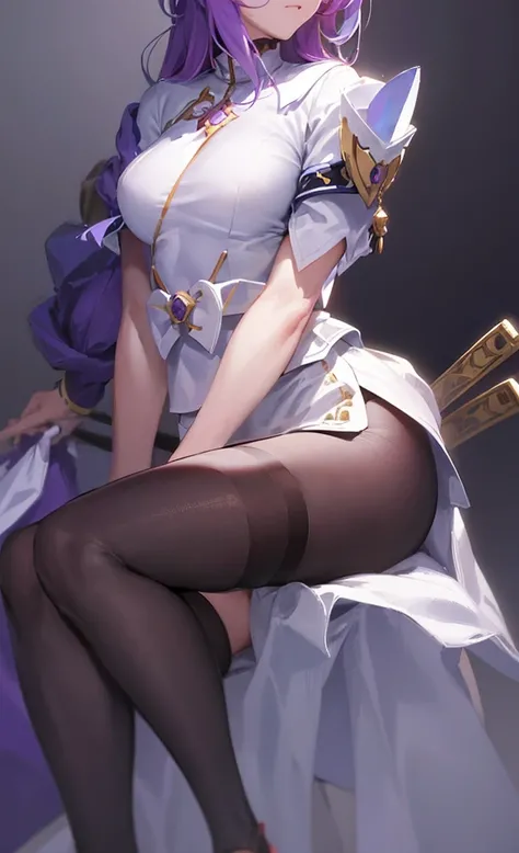 Wearing a white dresrench and German woman holding sword and purple clothing, Wopp and Krenz Kushat, ross tran (Ross Tran) and wlop, wop art, WLOP and Sakimichan, 沃普和ross tran, Popular topics on cgstation, stunning cg, Wop&#39;s Art, style of wlop, Complex...