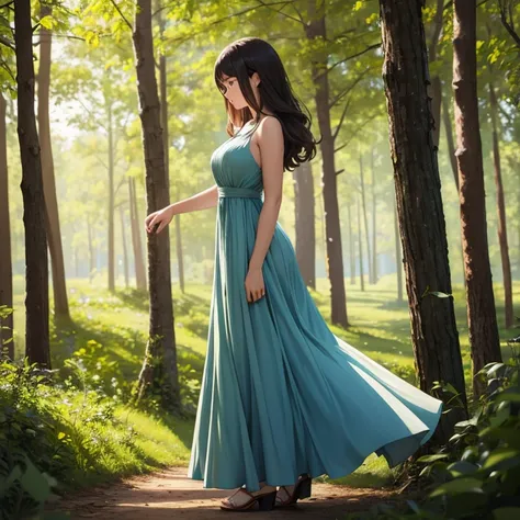 Long dress, woman, woods, beautiful