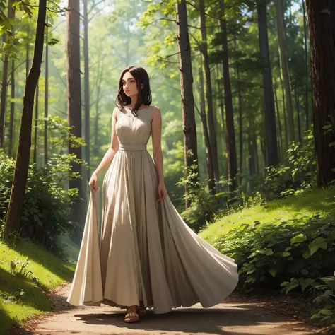 Long dress, woman, woods, beautiful